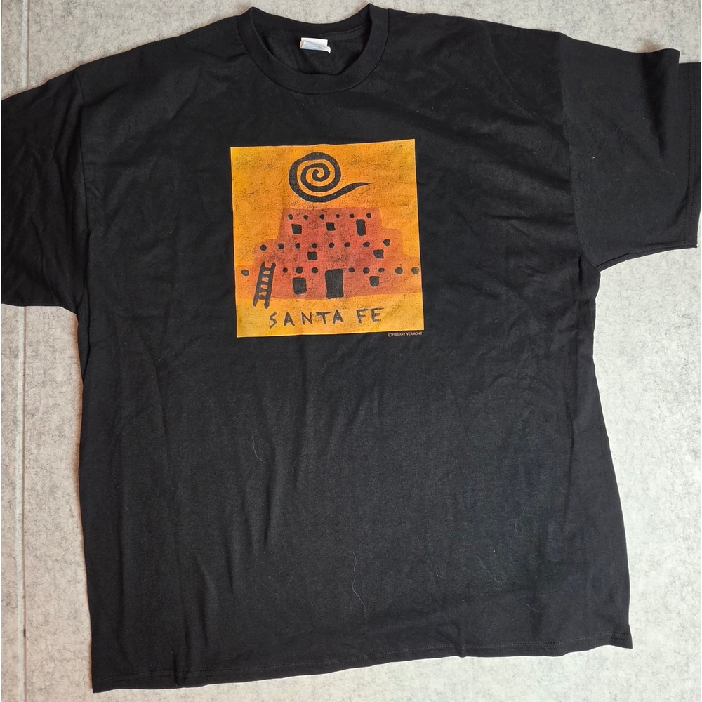 Hillary Vermont Santa Fe New Mexico Adobe Art T-Shirt Black Unisex 2XL